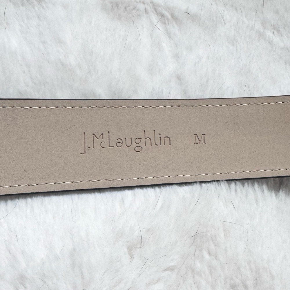 J. McLaughlin Dixie Linen Woven Belt Denim Blue with Bamboo Buckle - Picture 3 of 6